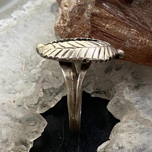 Vintage Native American Silver Turquoise Shadow Box Ring Size 8.75 For Women - Picture 5 of 10